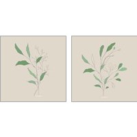 Framed 'Wispy Leaf 2 Piece Art Print Set' border=