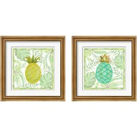 Framed 'Tropical Pineapple 2 Piece Framed Art Print Set' border=