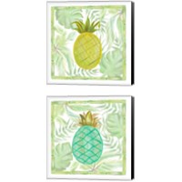 Framed 'Tropical Pineapple 2 Piece Canvas Print Set' border=