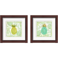 Framed 'Tropical Pineapple 2 Piece Framed Art Print Set' border=