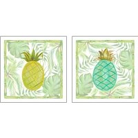 Framed 'Tropical Pineapple 2 Piece Art Print Set' border=