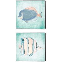 Framed 'Fish In The Sea 2 Piece Canvas Print Set' border=