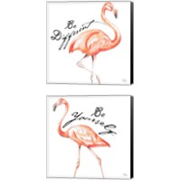 Framed Be Different Flamingo 2 Piece Canvas Print Set