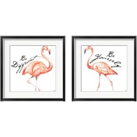 Framed 'Be Different Flamingo 2 Piece Framed Art Print Set' border=