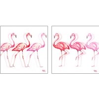 Framed Flamingo Trio 2 Piece Art Print Set