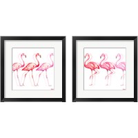 Framed 'Flamingo Trio 2 Piece Framed Art Print Set' border=