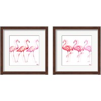Framed 'Flamingo Trio 2 Piece Framed Art Print Set' border=