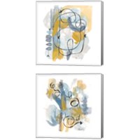 Framed 'Dreaming In Gold And Blue 2 Piece Canvas Print Set' border=