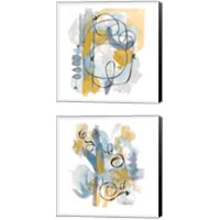 Framed 'Dreaming In Gold And Blue 2 Piece Canvas Print Set' border=