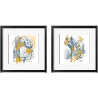 Framed 'Dreaming In Gold And Blue 2 Piece Framed Art Print Set' border=