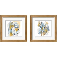 Framed 'Dreaming In Gold And Blue 2 Piece Framed Art Print Set' border=