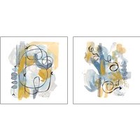 Framed 'Dreaming In Gold And Blue 2 Piece Art Print Set' border=