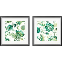 Framed 'Green Capri Floral 2 Piece Framed Art Print Set' border=
