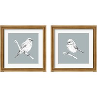 Framed 'Bird Study on Blue 2 Piece Framed Art Print Set' border=