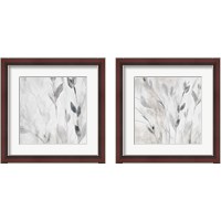 Framed Gray Misty Leaves Square 2 Piece Framed Art Print Set