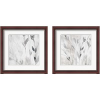 Framed 'Gray Misty Leaves Square 2 Piece Framed Art Print Set' border=