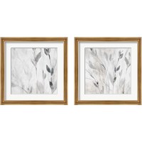 Framed Gray Misty Leaves Square 2 Piece Framed Art Print Set
