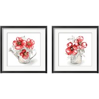 Framed Red Florals In Watering Can 2 Piece Framed Art Print Set