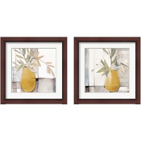 Framed 'Golden Afternoon Bamboo Leaves 2 Piece Framed Art Print Set' border=