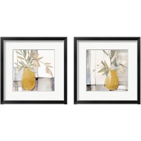 Framed 'Golden Afternoon Bamboo Leaves 2 Piece Framed Art Print Set' border=