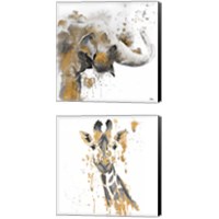 Framed 'Safari Animal with GoldSeries 2 Piece Canvas Print Set' border=