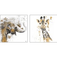 Framed 'Safari Animal with GoldSeries 2 Piece Art Print Set' border=