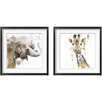 Framed 'Safari Animal with GoldSeries 2 Piece Framed Art Print Set' border=