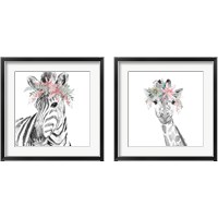 Framed Safari Animal with Flower Crown 2 Piece Framed Art Print Set