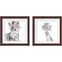 Framed Safari Animal with Flower Crown 2 Piece Framed Art Print Set
