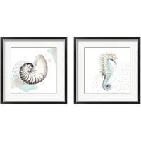 Framed 'Turquoise Sea Life 2 Piece Framed Art Print Set' border=