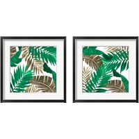 Framed 'Modern Jungle Leaves Close Up 2 Piece Framed Art Print Set' border=