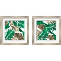 Framed Modern Jungle Leaves Close Up 2 Piece Framed Art Print Set