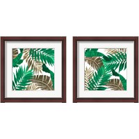 Framed 'Modern Jungle Leaves Close Up 2 Piece Framed Art Print Set' border=