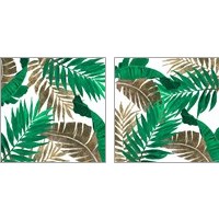 Framed 'Modern Jungle Leaves Close Up 2 Piece Art Print Set' border=