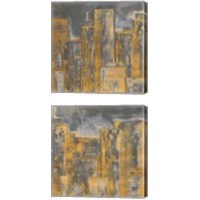 Framed 'Gold City Eclipse Square 2 Piece Canvas Print Set' border=