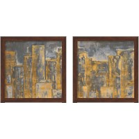 Framed 'Gold City Eclipse Square 2 Piece Framed Art Print Set' border=