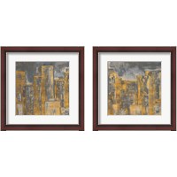 Framed 'Gold City Eclipse Square 2 Piece Framed Art Print Set' border=