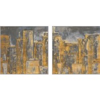 Framed 'Gold City Eclipse Square 2 Piece Art Print Set' border=
