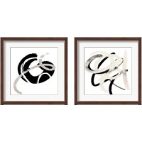 Framed Scrolling Black & White Abstract 2 Piece Framed Art Print Set