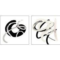 Framed 'Scrolling Black & White Abstract 2 Piece Art Print Set' border=