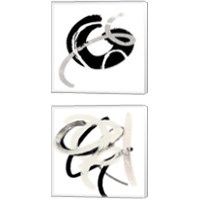Framed 'Scrolling Black & White Abstract 2 Piece Canvas Print Set' border=