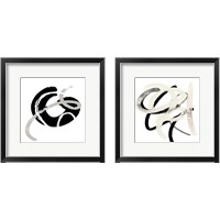 Framed Scrolling Black & White Abstract 2 Piece Framed Art Print Set