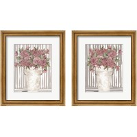 Framed 'Pink Posies 2 Piece Framed Art Print Set' border=