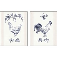 Framed 'Summer Chickens 2 Piece Art Print Set' border=