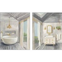 Framed 'Attic Bathroom 2 Piece Art Print Set' border=