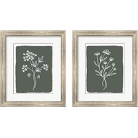 Framed 'Green Botanical 2 Piece Framed Art Print Set' border=