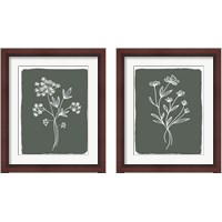 Framed 'Green Botanical 2 Piece Framed Art Print Set' border=