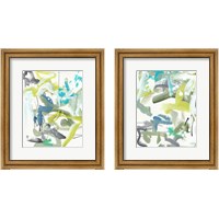 Framed 'Green Blue 2 Piece Framed Art Print Set' border=