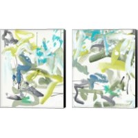 Framed 'Green Blue 2 Piece Canvas Print Set' border=