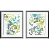 Framed Green Blue 2 Piece Framed Art Print Set